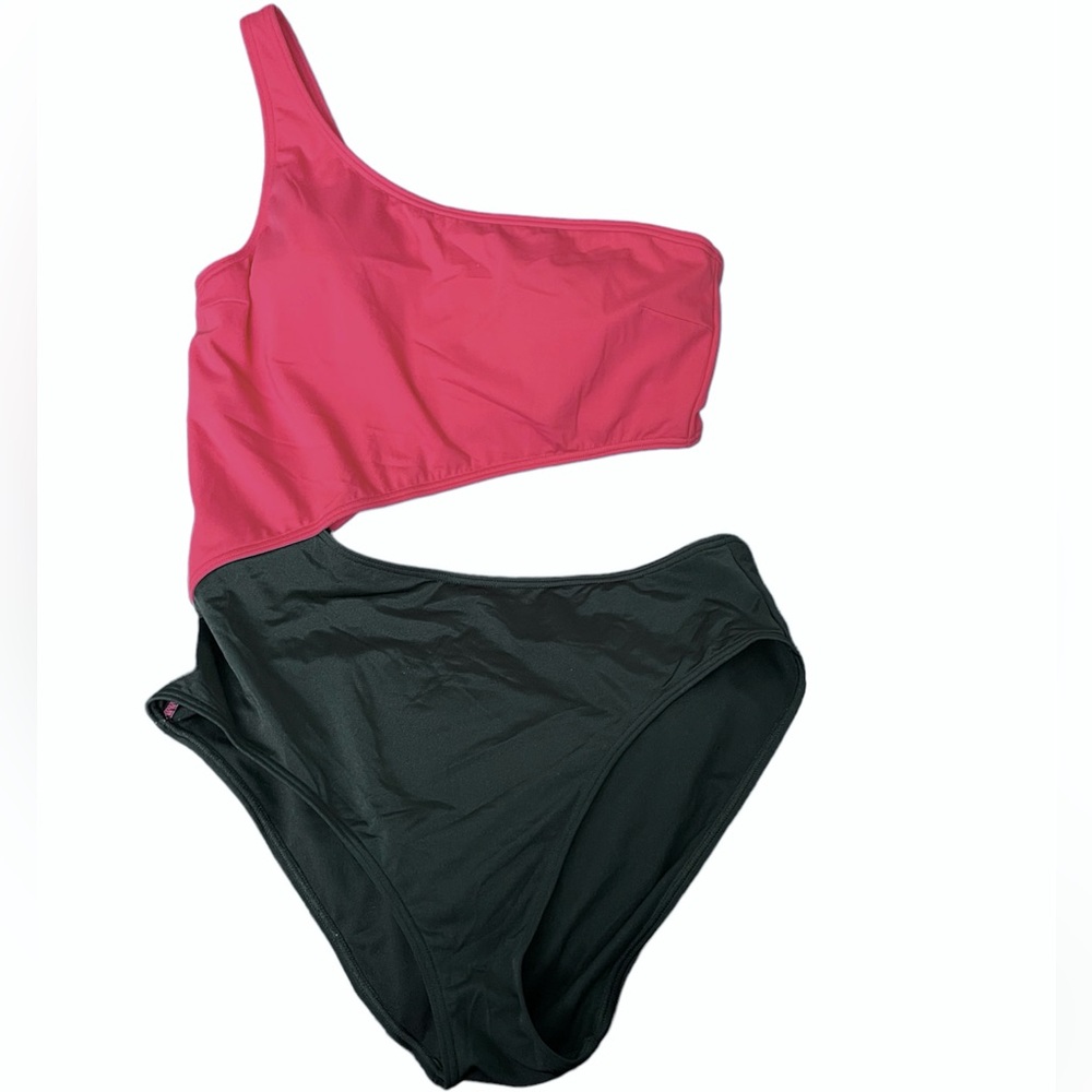 Abercrombie One-Shoulder Pink and Navy Blue Swimsuit